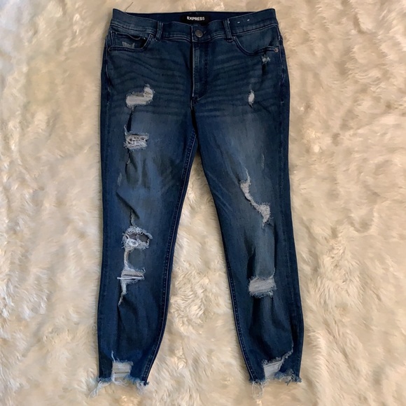 Express Distressed Ankle High Rise Jeans Sz 10S